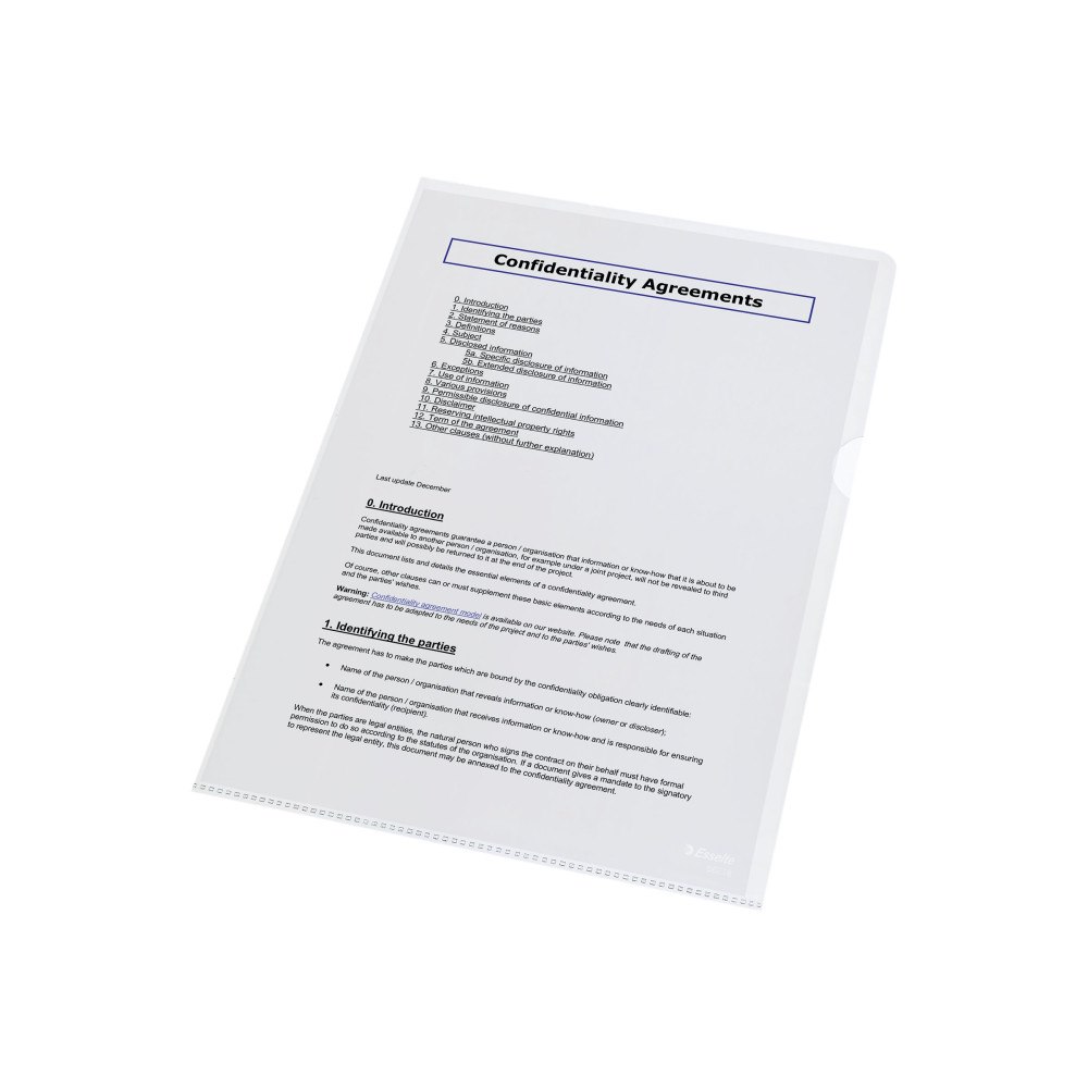 ESSELTE Esselte - L-formad mapp - för A4 - transparent (paket om 100)