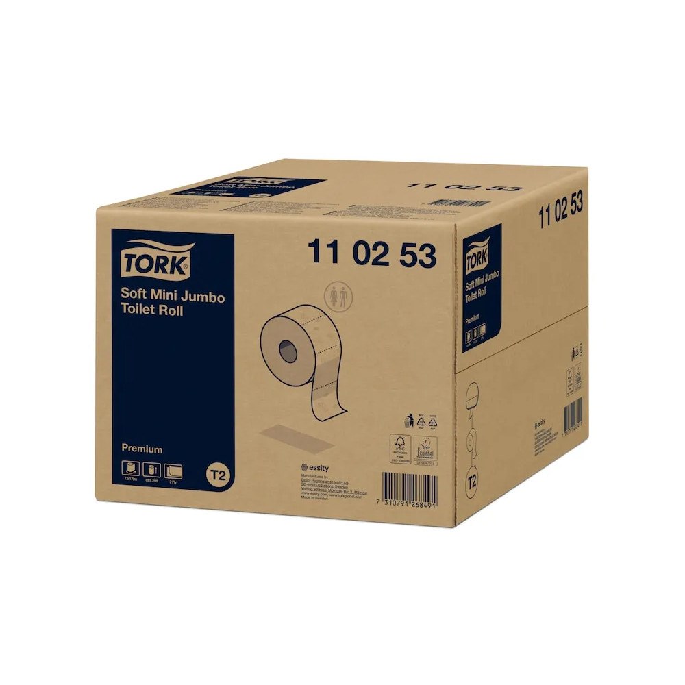 TORK Toiletpapir Tork® Soft Jumbo Mini Premium T2, 110253, 2-lags...