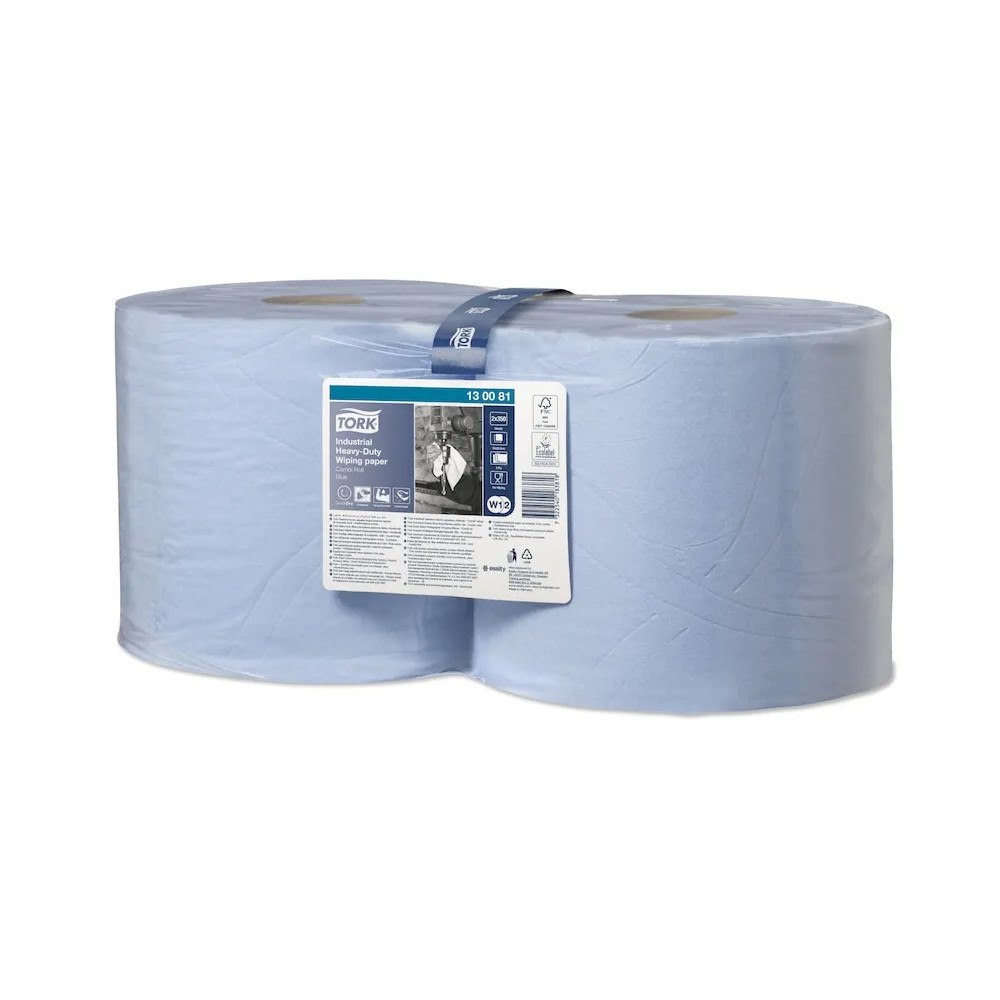 TORK Tork Advanced Wiper 440 W1/W2 - rengöringsdukar - papper - 350 ark - blå - paket med 2