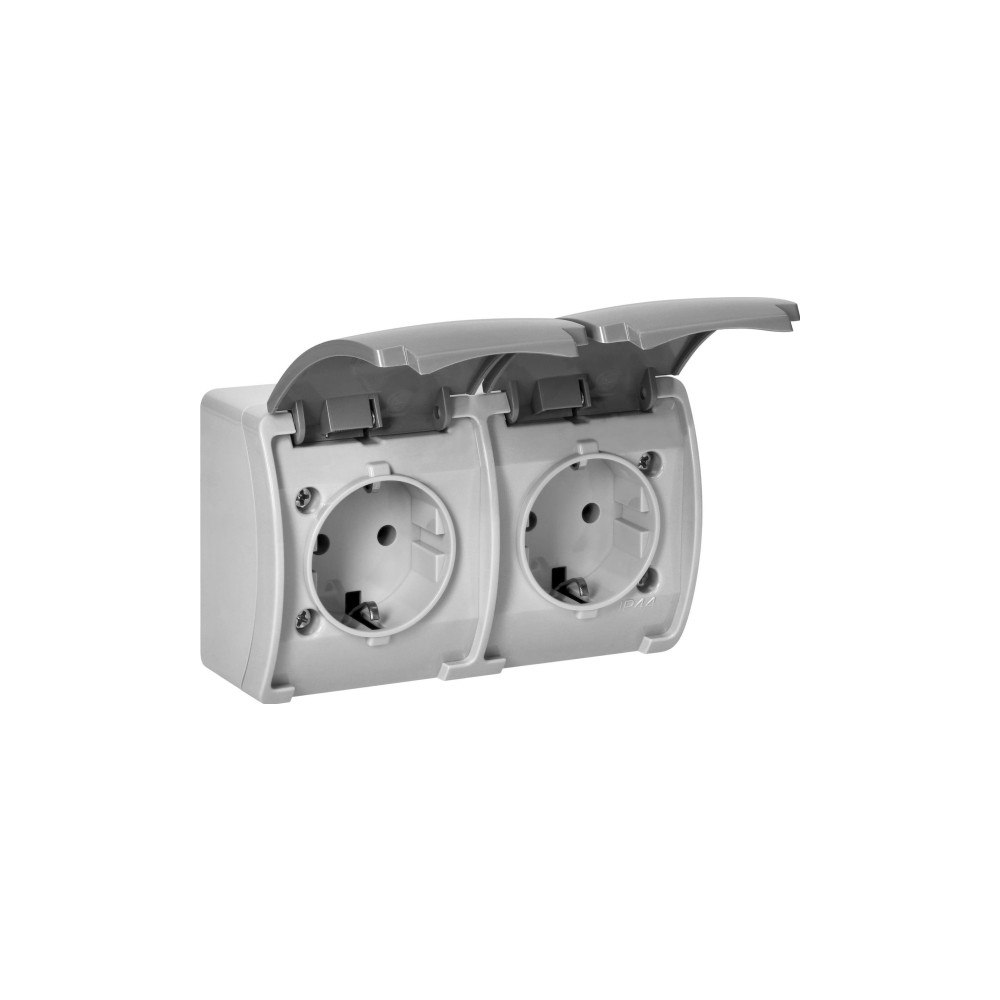 ORNO Orno Lizdas dubbel 2x2P+Z Schuko AQUATIC, IP44, fil-graphite