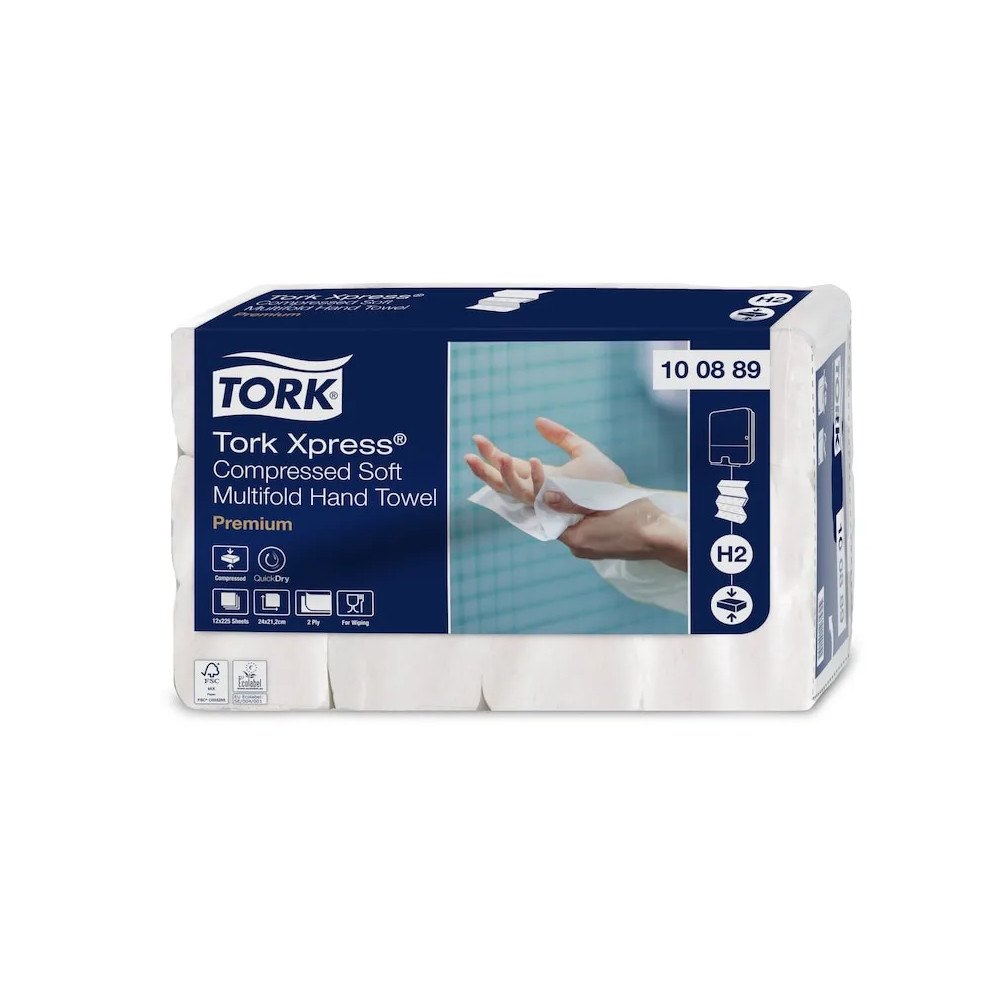 TORK Handdukar Tork H2 Xpress® Premium Z-Fold 2-lagers Komprimera...