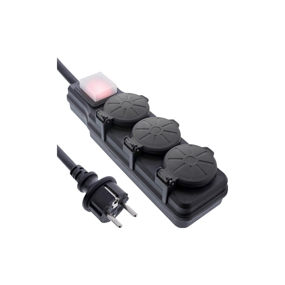 Inline InLine 16493Q, 3 AC-utgångar, Typ F, 230 V, 3680 W, Svart, P...