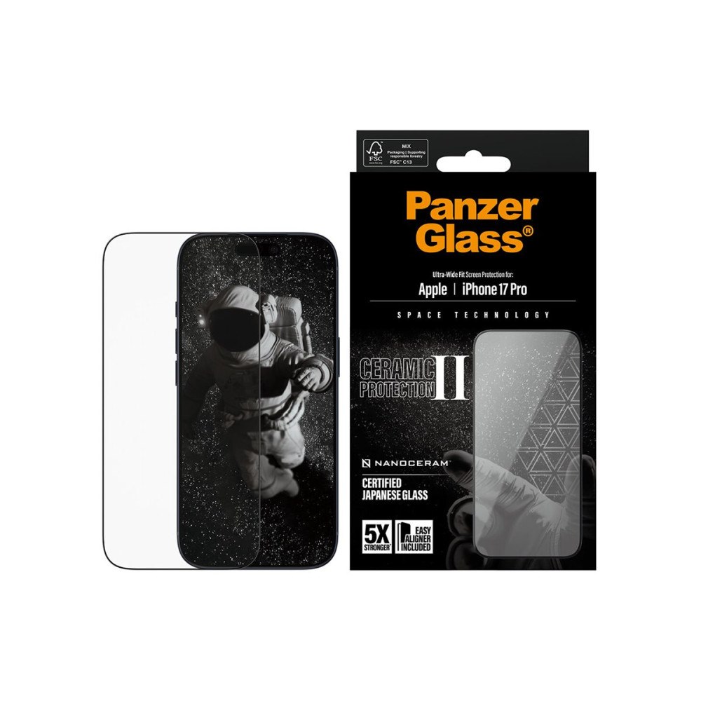 PanzerGlass PanzerGlass Ceramic Protection II - skärmskydd för mobiltelefon - ultrabred passning med EasyAligner