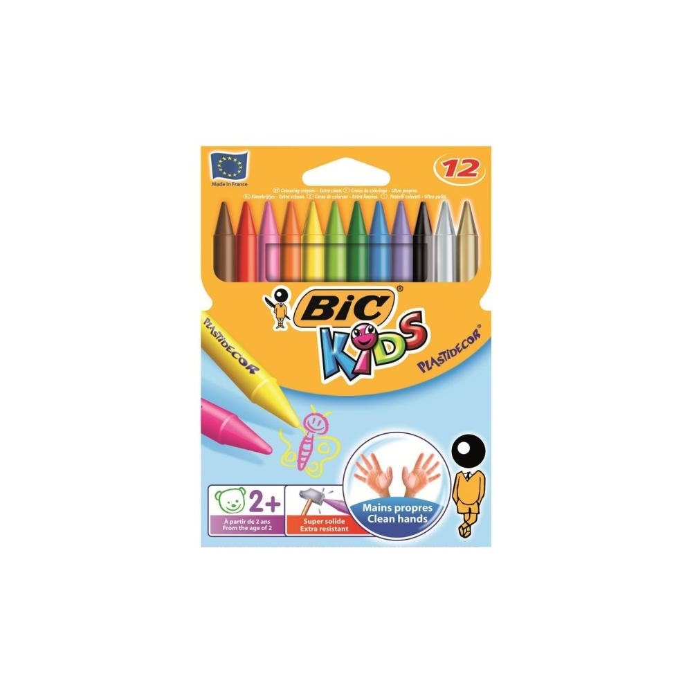 BIC BIC KiDS Plastidecor - färgkrita - sorterade lysande färger (paket om 12)