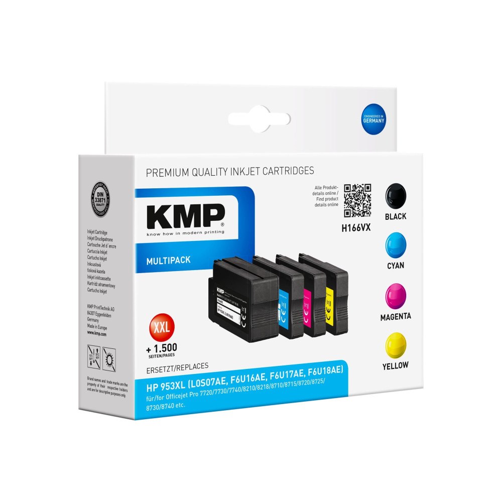 KMP KMP MULTIPACK H166VX - 4-pack - Lång livslängd - svart, gul, cyan, magenta - kompatibel - bläckpatron (alternativ för: H...