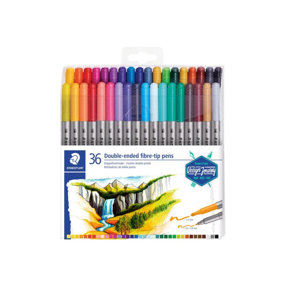 STAEDTLER STAEDTLER - märkpenna med dubbel spets - blandfärger (paket om 36)