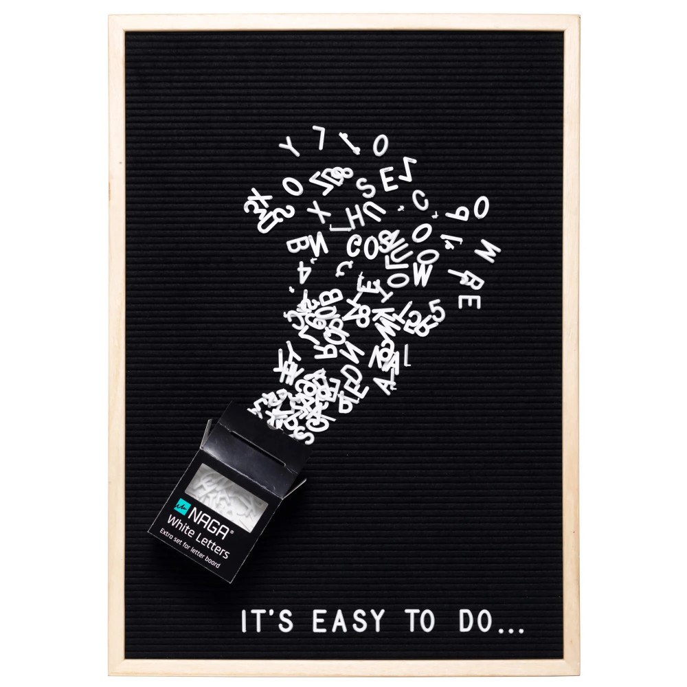 Naga Bogstaver og tal til NAGA bogstavtavle 2,5 cm hvide