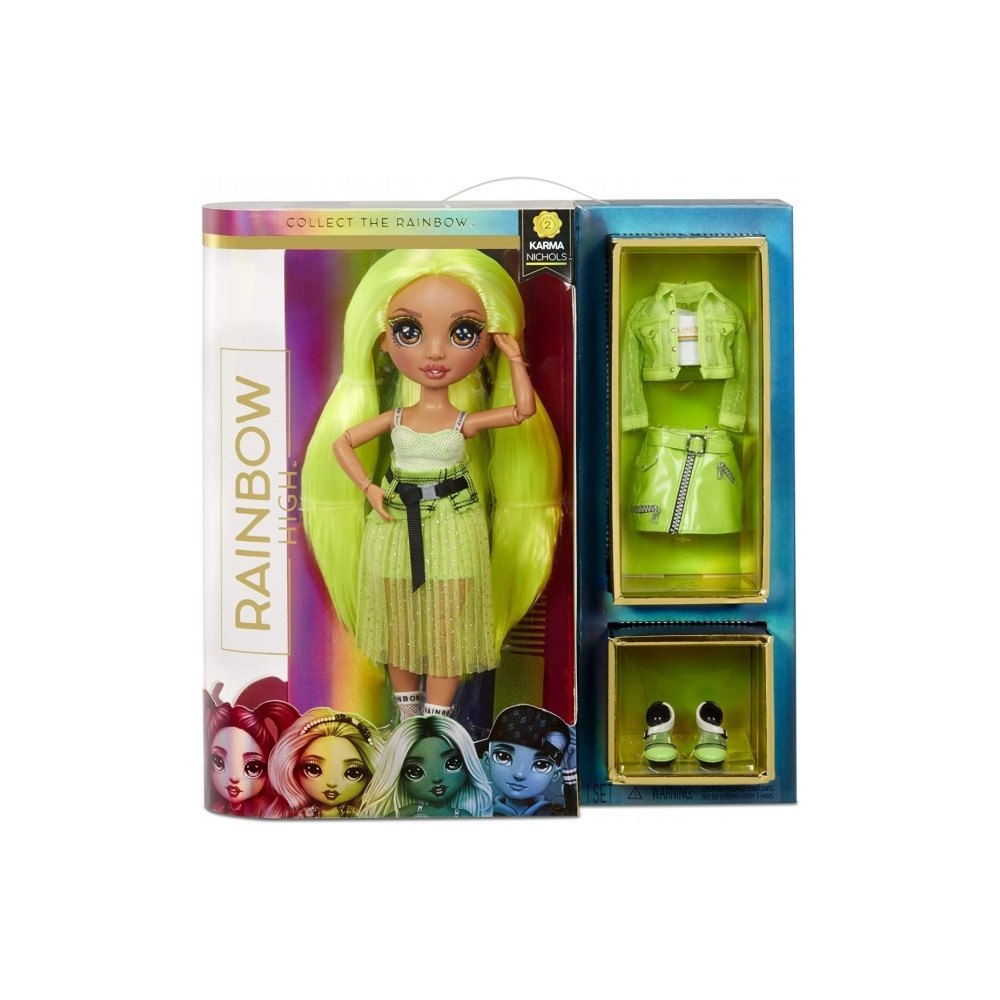 MGA Entertainment Rainbow High Fashion Doll- Karma Nichols (Neon), Modedocka,...