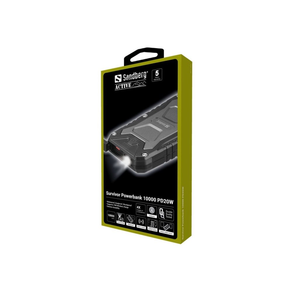 Sandberg Sandberg Active Survivor strömförsörjningsbank - USB, 24 pin USB-C - 22.5 Watt