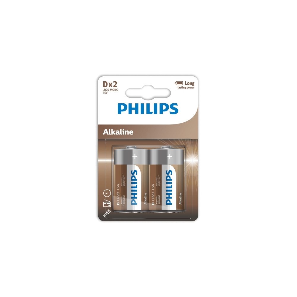 Philips PHILIPS batteriteknik alkalisk D 2-pack