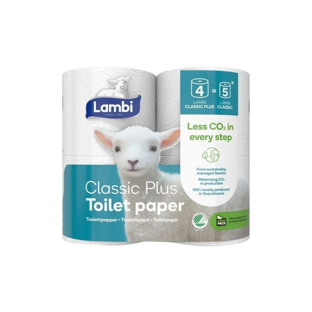 Lambi Toiletpapir Lambi Classic Plus 3-lag L25.5m Hvid,7 pk x 4 rl...