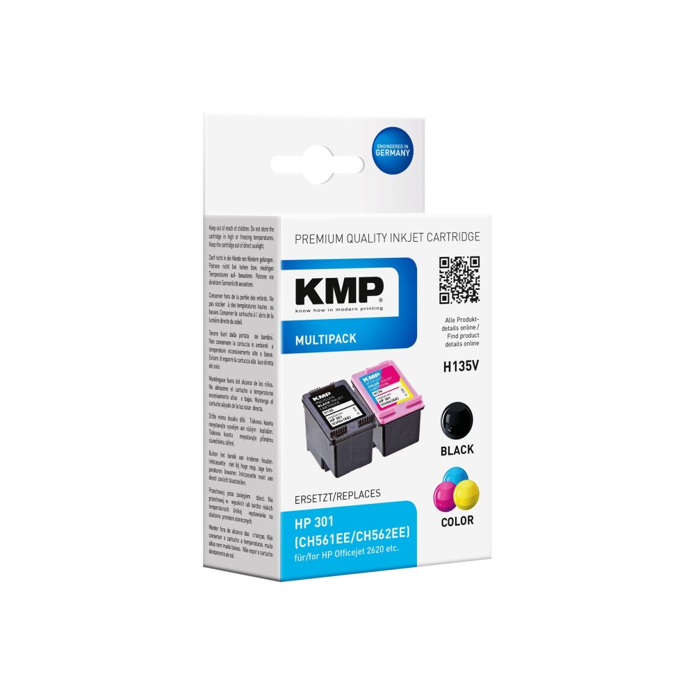 KMP KMP MULTIPACK H135V - 2-pack - svart, färg (cyan, magenta, gul) - kompatibel - bläckpatron (alternativ för: HP 301, HP C...