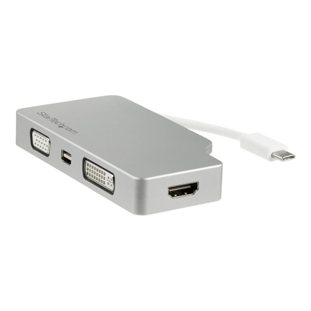 StarTech.com StarTech.com 4-i-1 USB-C-videoadapter med flera portar - aluminium - 4K 30Hz - silver - videokort - Mini DisplayPort / H...