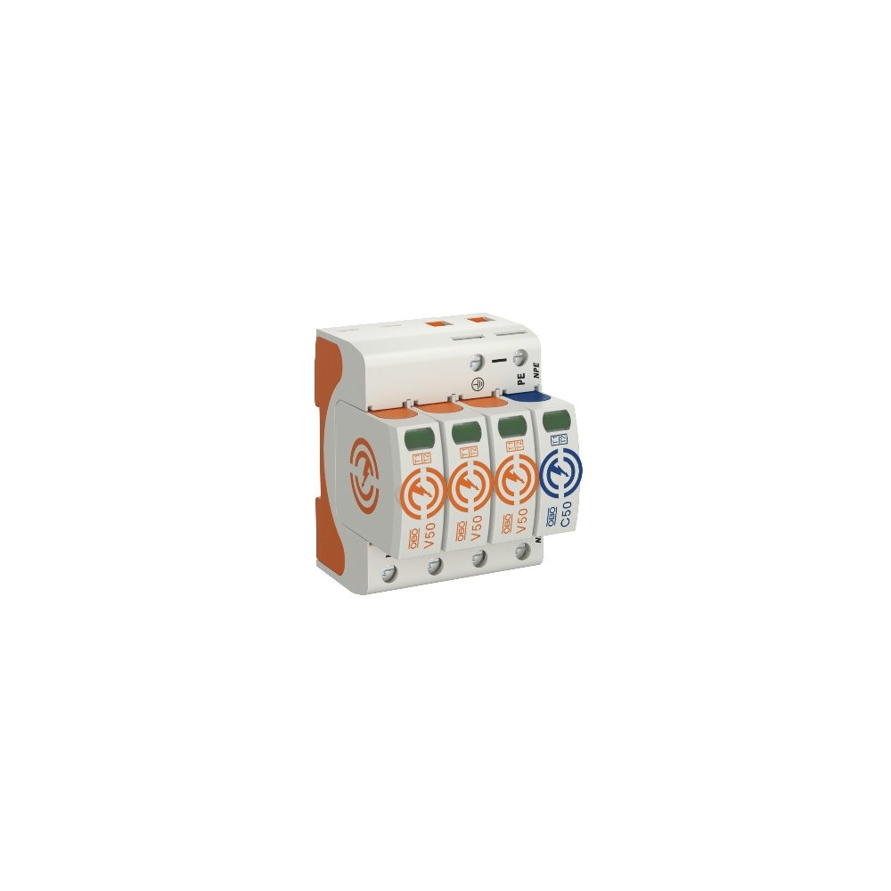 OBO Bettermann Obo Bettermann V50-3+NPE-280, 230 V, 80000 A, 1300 V, Orange...