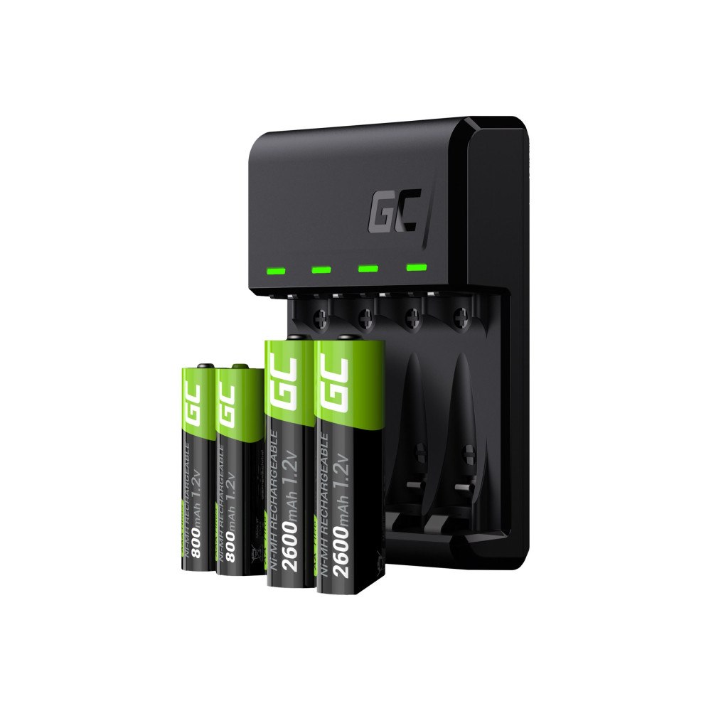 GREENCELL Green Cell VitalCharger batteriladdare - 0.5 Watt - med 2 x AA NiMH 2000 mAh rechargeable batteries and 2 x AAA NiMH 800...