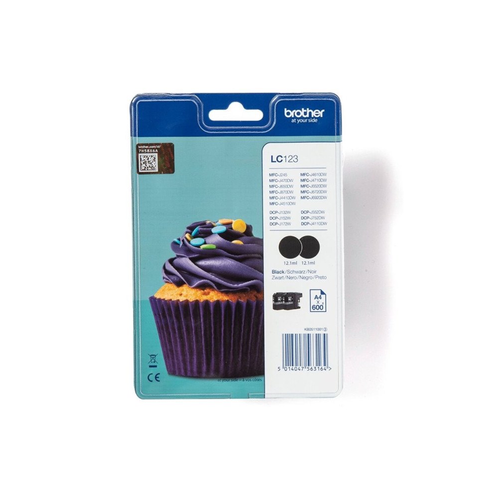 Brother Brother LC123BK - 2-pack - Lång livslängd - svart - original - bläckpatron