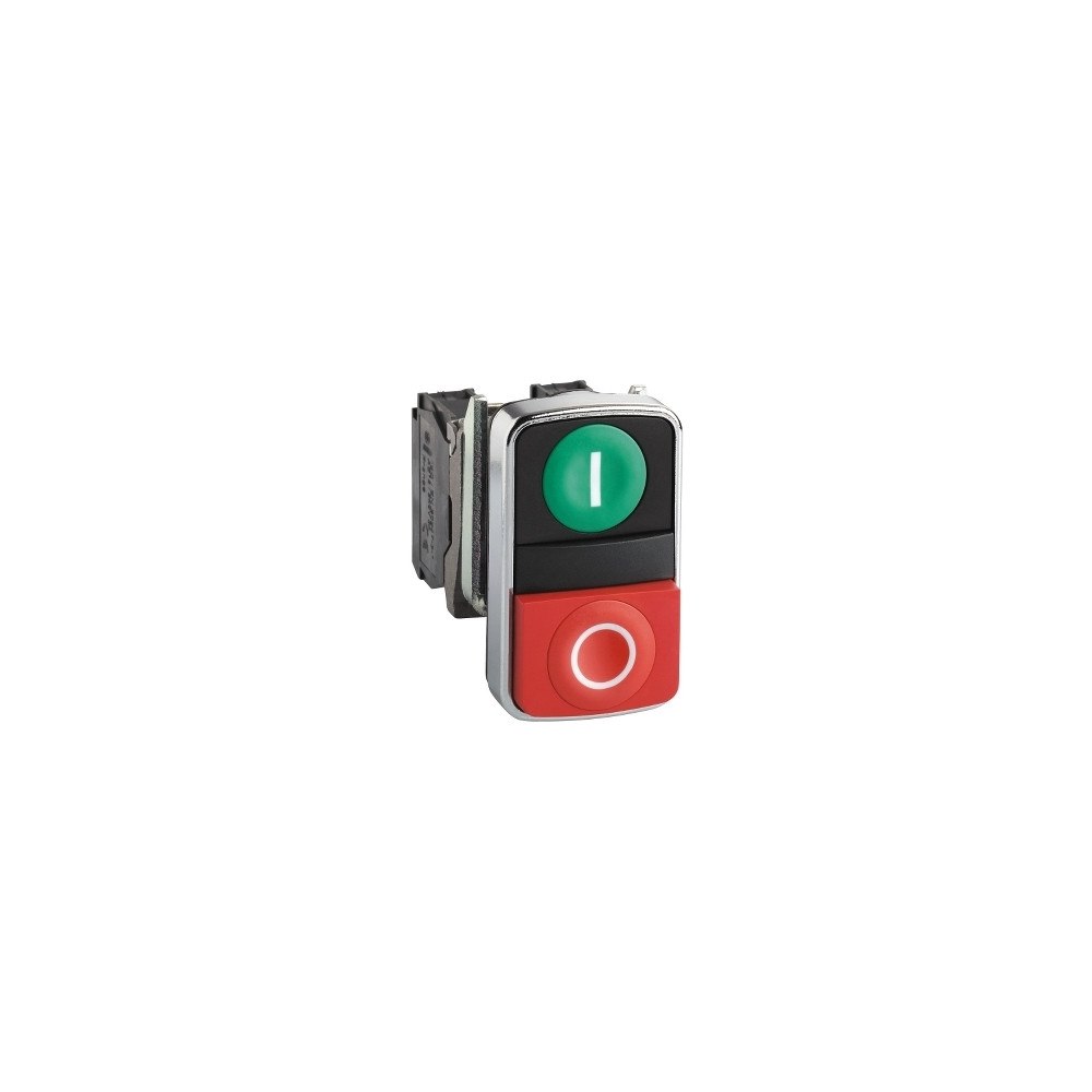 SCHNEIDER ELECTRIC Harmony dubbeltryckknapp komplett med vit "I" på grön trycky...