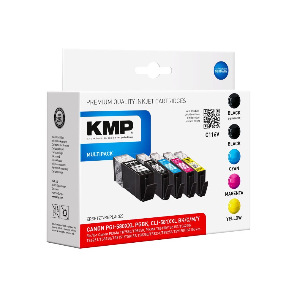 KMP KMP MULTIPACK C116V - 5-pack - XXL-storlek - svart, gul, cyan, magenta - kompatibel - bläckpatron (alternativ för: Canon...