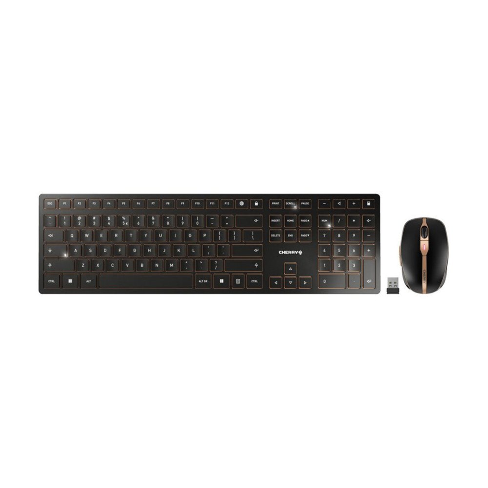 CHERRY CHERRY DW 9100 SLIM - sats med tangentbord och mus - QWERTY - USA med eurosymbol - svart/brons Inmatningsenhet