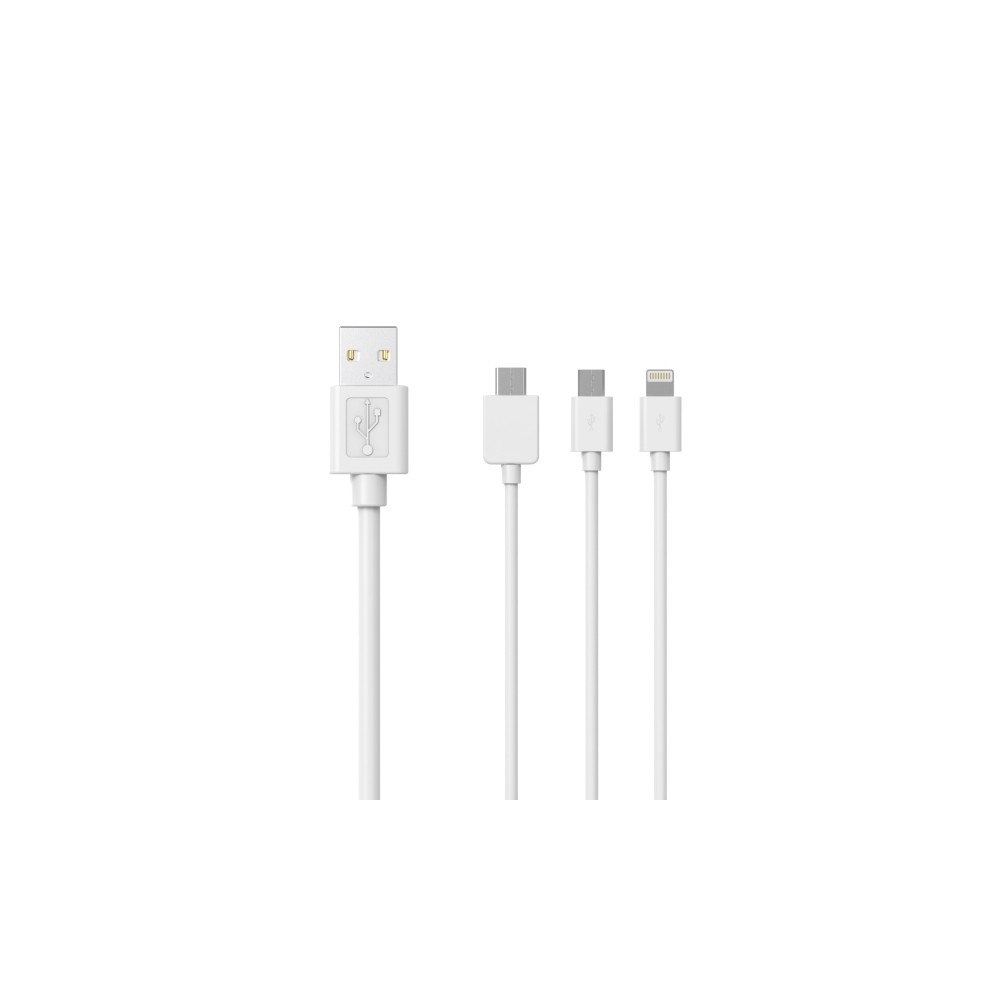 SINOX Sinox 3-i-1-kabel med Lightning, USB C och Micro USB. 1m. vi...