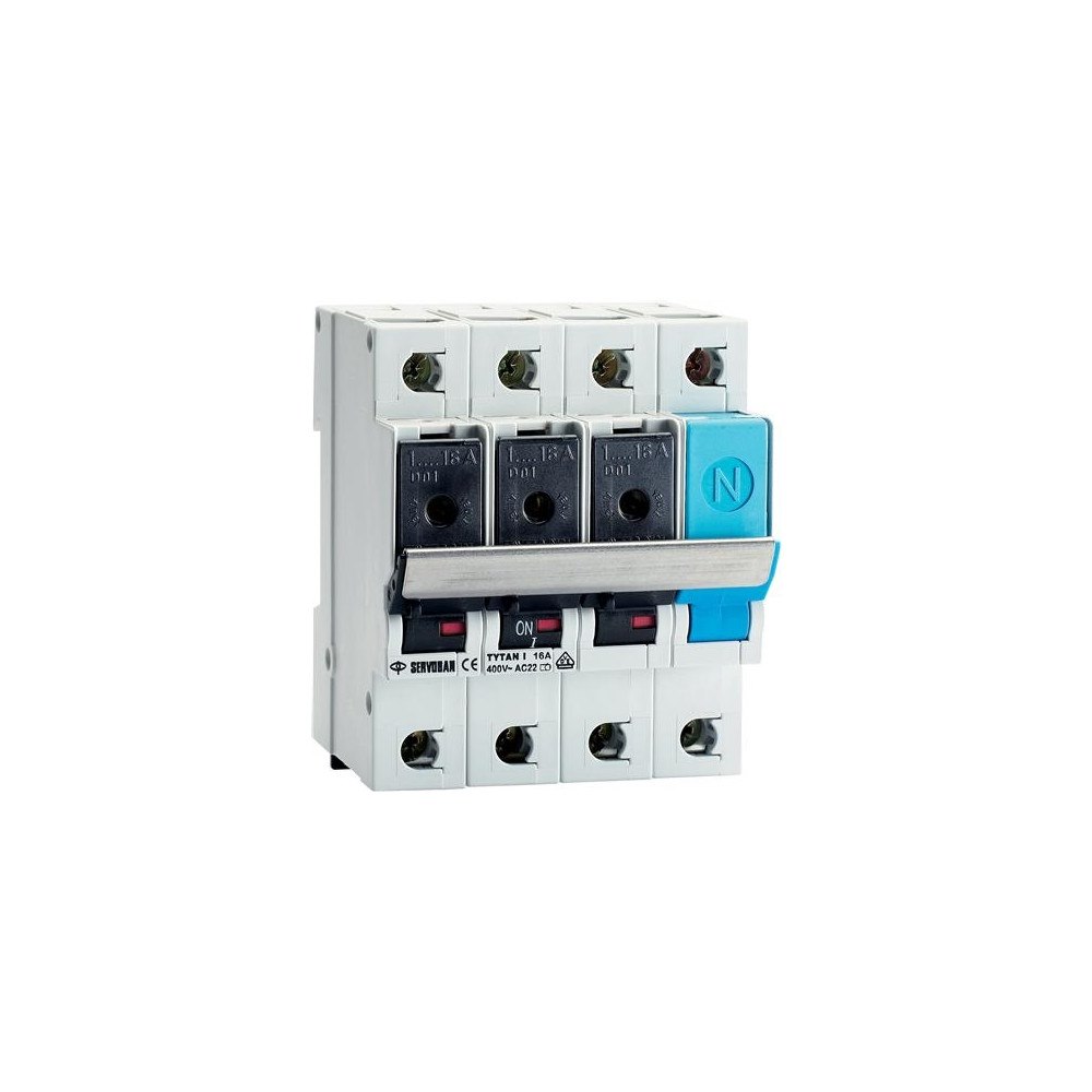 NIKO-SERVODAN A/S NIKO Gruppeafbryder TYTAN I, 3P+N, 2-16A, 400V AC, DIN-skinn...
