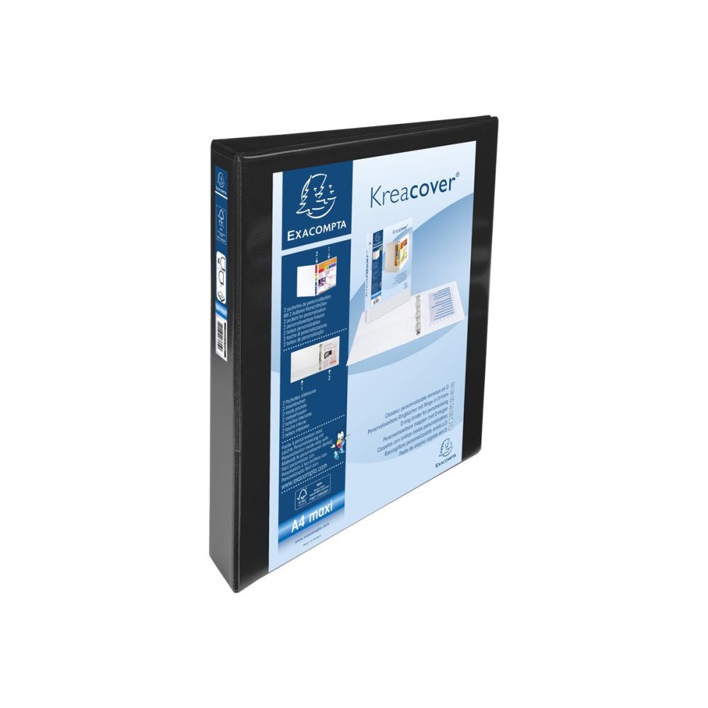 EXACOMPTA Exacompta Kreacover - presentationsringpärm - för A4 Maxi - kapacitet: 275 ark - svart