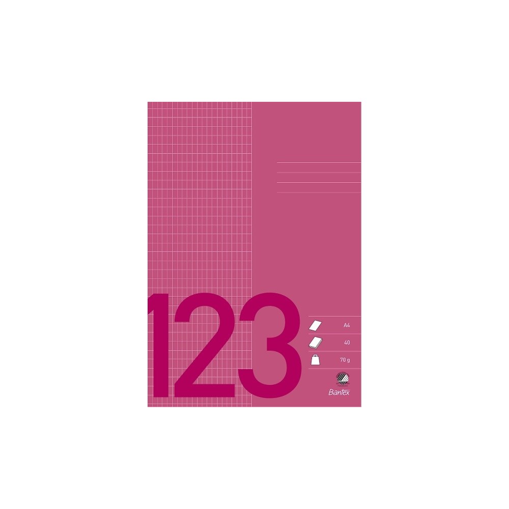 BANTEX Skolehæfte Bantex A4 kvadreret 5x9 mm bordeaux
