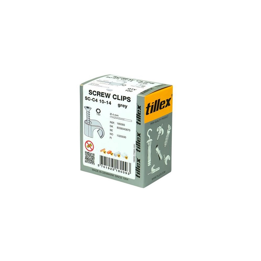 Tillex TILLEX Clips med TX20 SKSC-C4 10-14mm grå, med kraftig C4 sk...