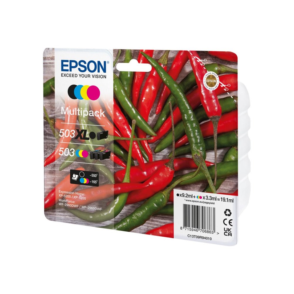 EPSON Epson 503/503 XL Multipack - 4-pack - XL (svart) + standardkapacitet - svart, gul, cyan, magenta - original - bläckpatro...