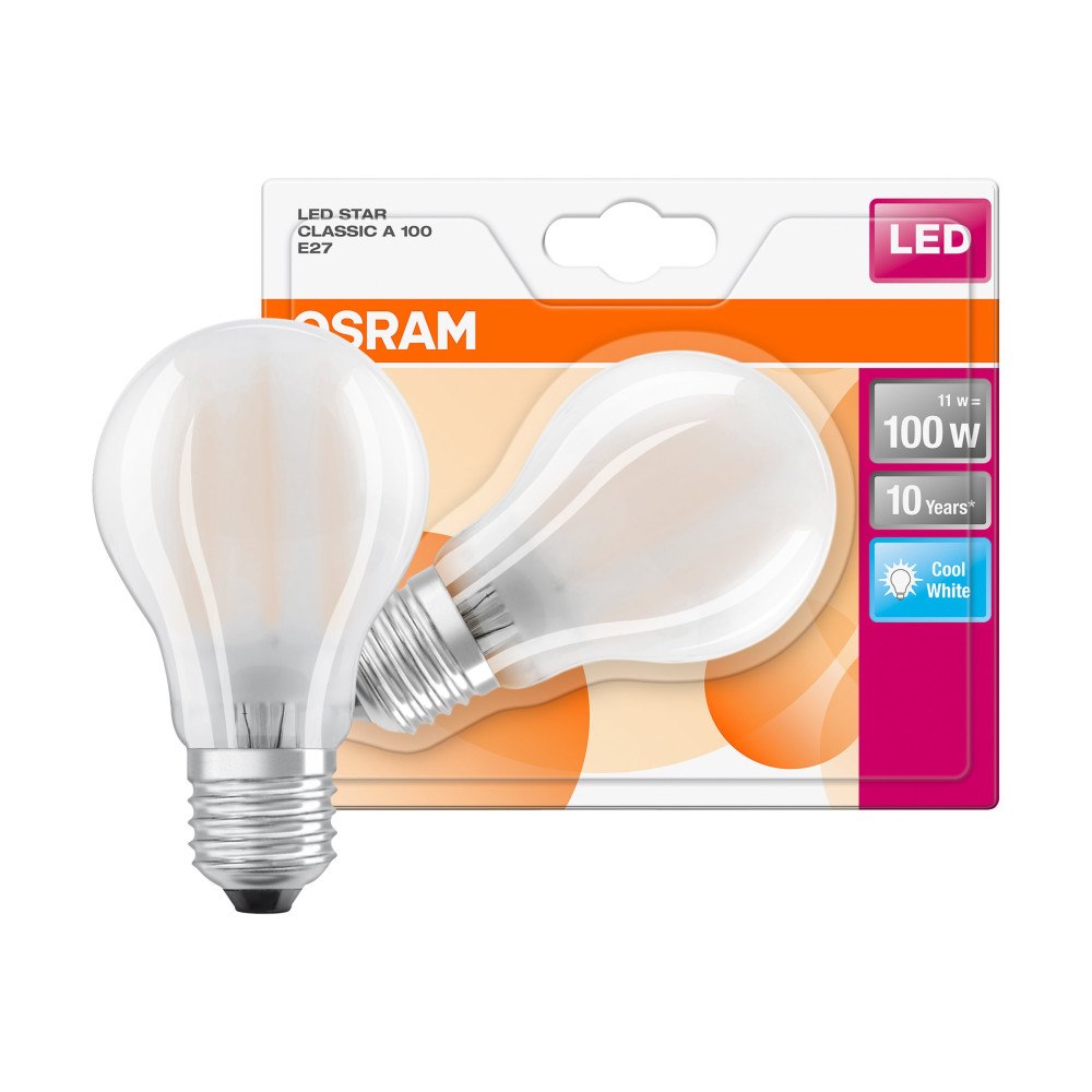LEDVANCE OSRAM LED STAR - LED-glödlampa med filament - form: A60 - E27 - 10 W - svalt vitt ljus - 4000 K