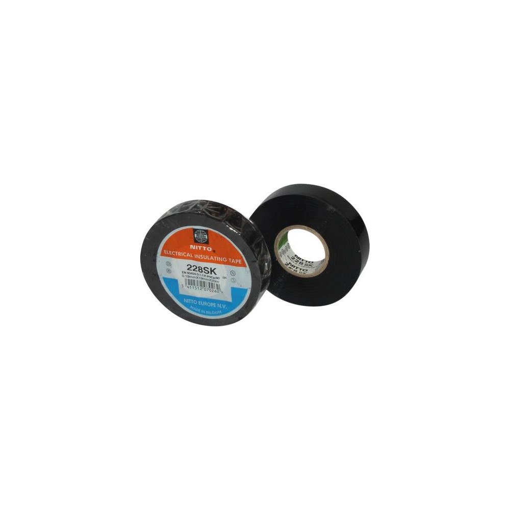 NITTO NITTO PVC tape 228SK sort 25mmx20m temperaturområde fra -18°...