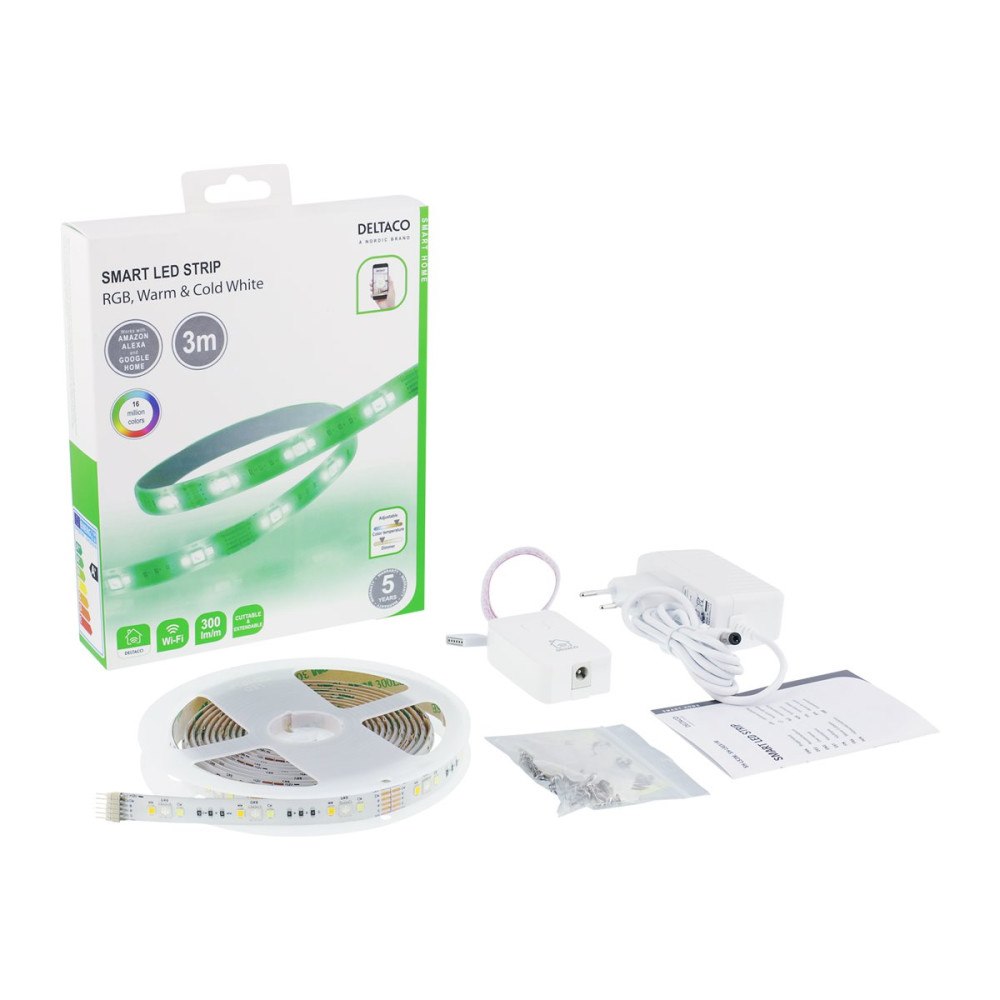 Deltaco DELTACO SMART HOME - ljusslinga - LED - 24 W - RGB/varmt till kallt vitt ljus - 2700-6500 K - vit