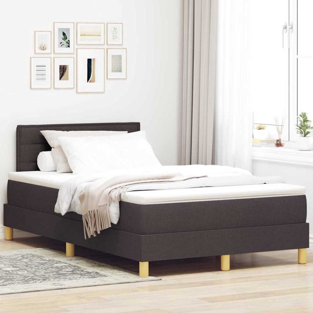 vidaXL Bäddfjäder med madrass med huvudgavel Mörkbrun 120 x 190 cm tyg