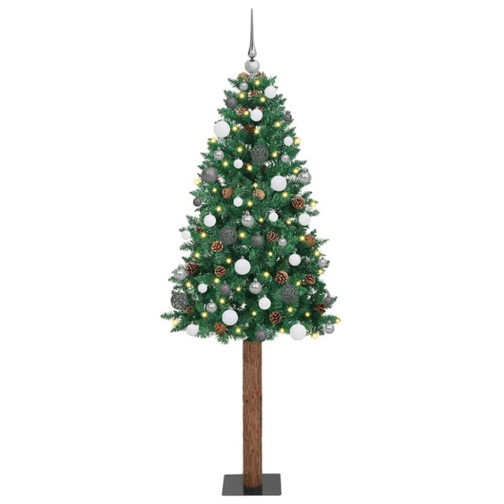 vidaXL Smal julgran med 300 LED-lampor Grön 180 cm PVC och solid furu