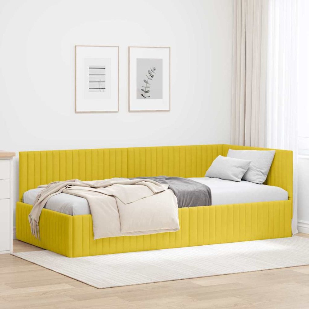 vidaXL Hörn Sängram med huvudgavel Gul 100 x 200 cm Sammet