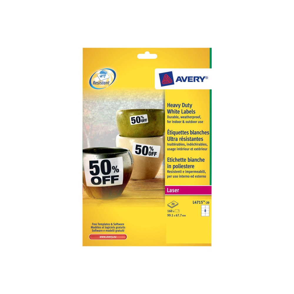 AVERY Avery Heavy Duty Laser Labels - film - 160 etikett (er) - 99.1 x 67.7 mm