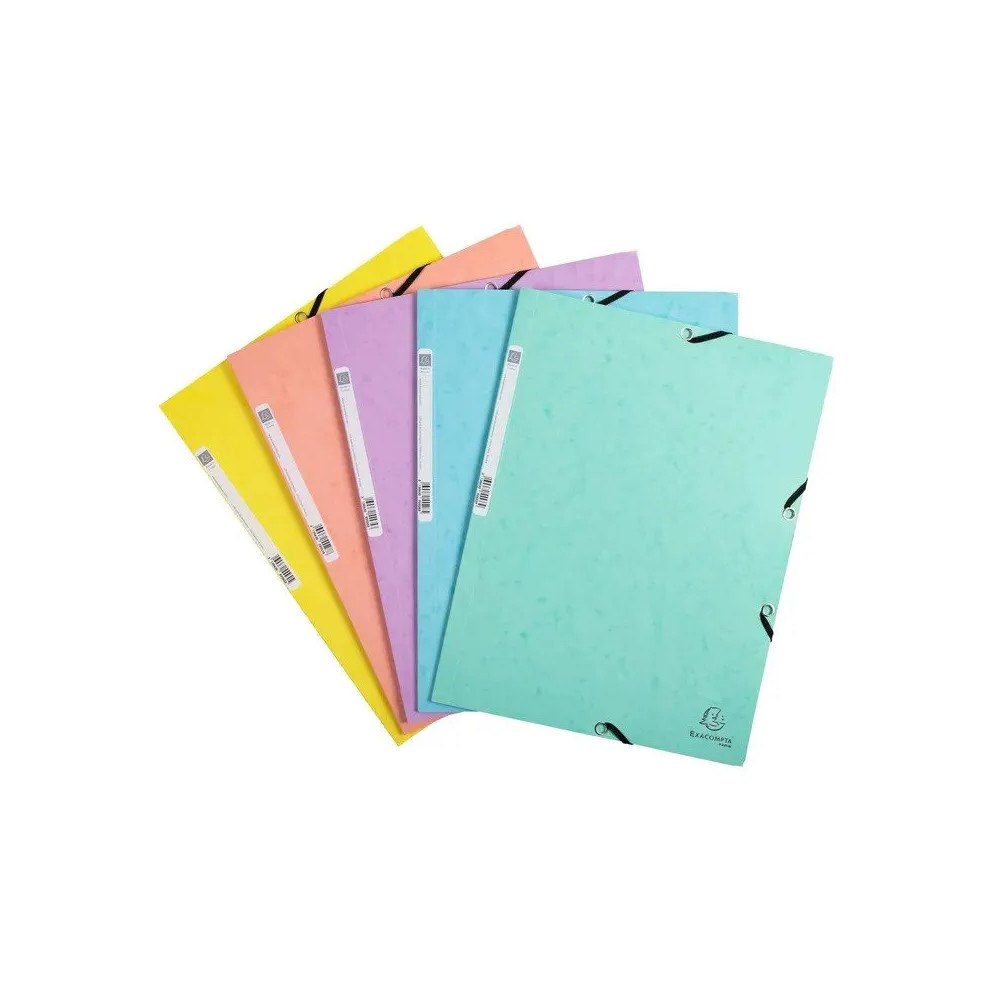 EXACOMPTA Elastiska mappar 5-pack pastellfärger, 24x32cm, passar A4, e...