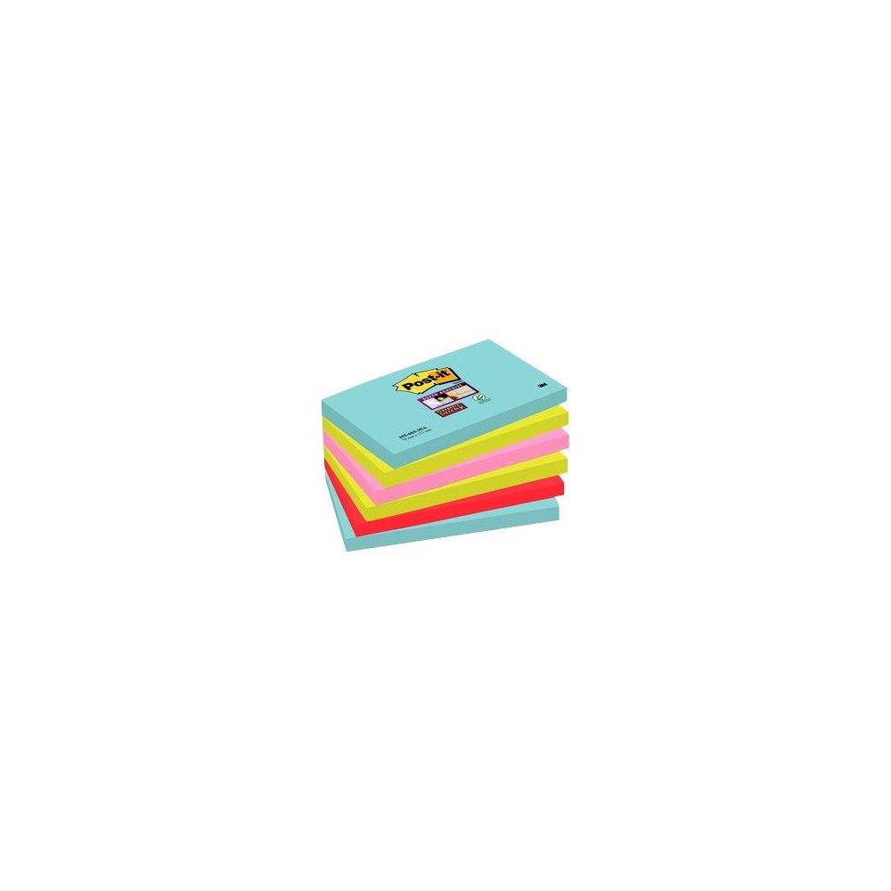 3M Post-it Super Sticky AMiami 655-6SS-MIA - anteckningar - 76 x 127 mm - 540 ark (6 x 90)