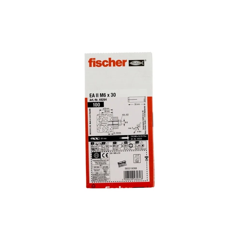 Fischer Fischer 48264, Väggplugg, Betong, M6, ETA-07/0135, ETA-07/01...