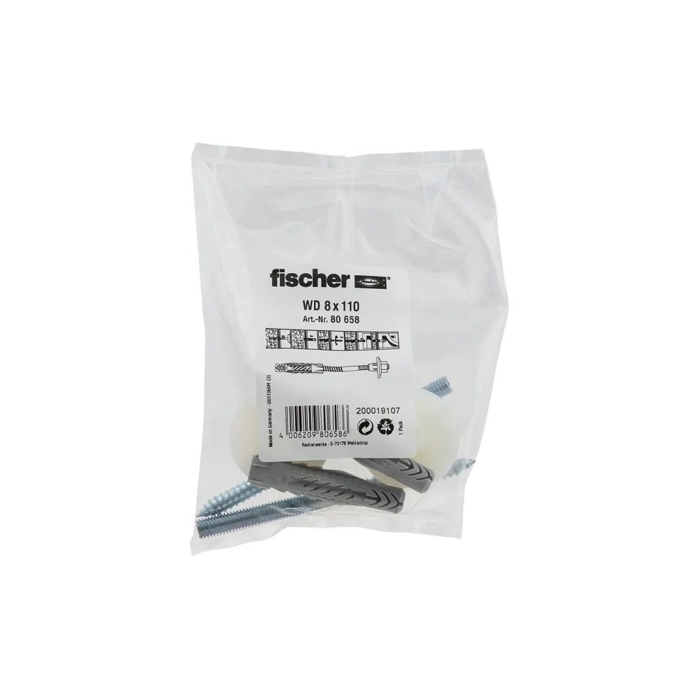 Fischer Fischer 80658, Kit med skruv och väggplugg, Tegel, Betong, 2...