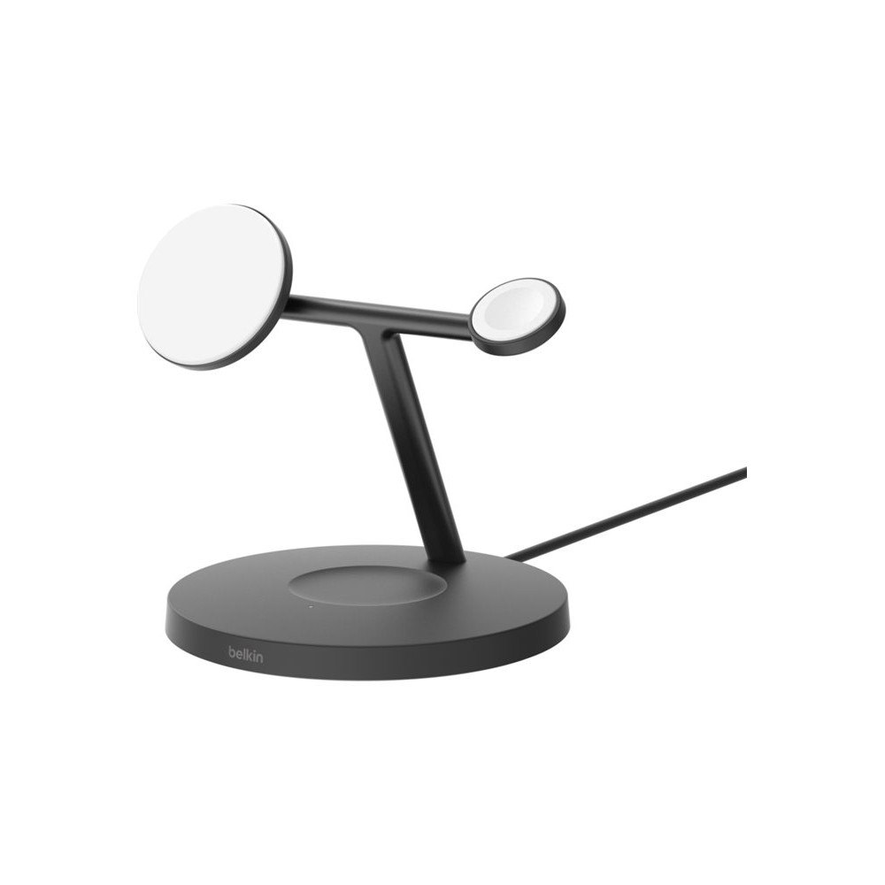 Belkin Components Belkin BoostCharge Pro 3-in-1 trådlöst laddställ - med Qi2 - + växelströmsadapter - 15 Watt