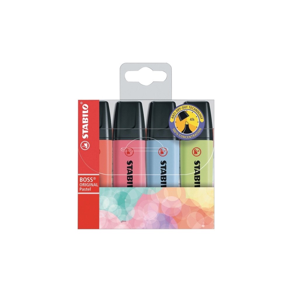 Povl Klitgaard & Co. Highlighter, Stabilo Boss Original, pastel, ass.farver, pakk...