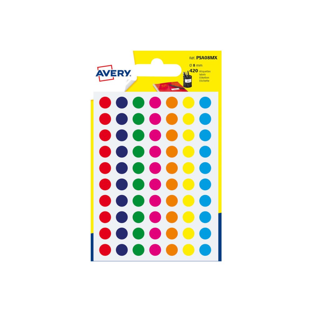AVERY Avery - självhäftande färgkodad etikett - blandade färger (paket om 420)