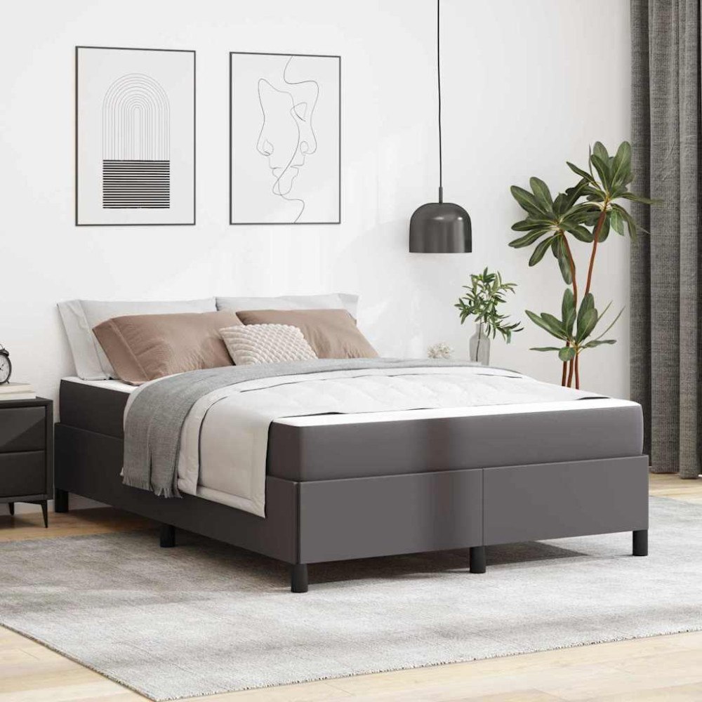 vidaXL Sängram med madrass med madrass Grå 160 x 200 cm Konstläder