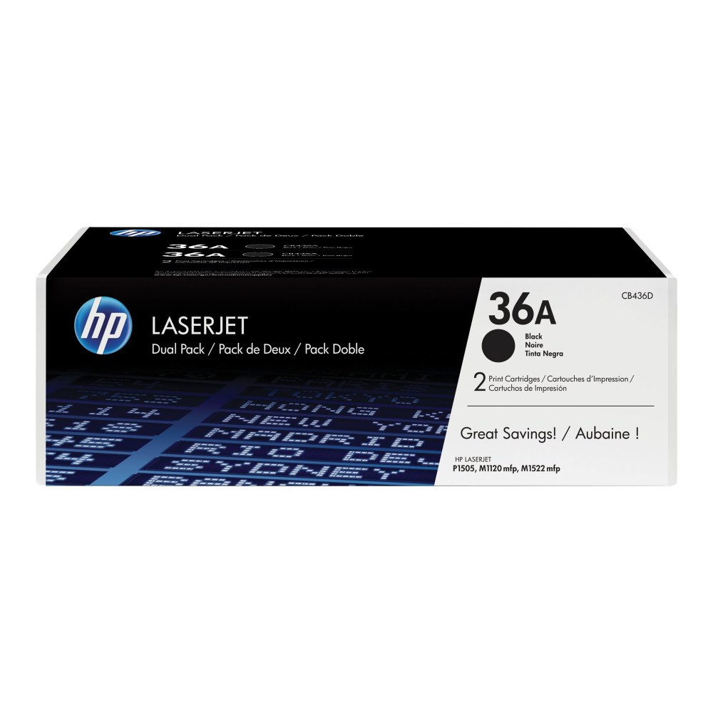 Hewlett-Packard HP 36A - 2-pack - svart - original - LaserJet - tonerkassett (CB436AD)