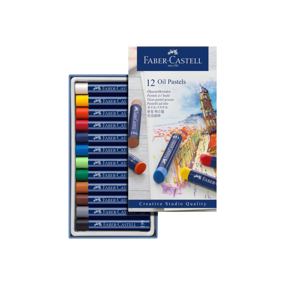FABER-CASTELL Faber-Castell Creative Studio - färgkrita - svart, ljusgrön, helioblå-rödaktig, vit, kadmiumgul, mörkt kadmiumorange, ft...