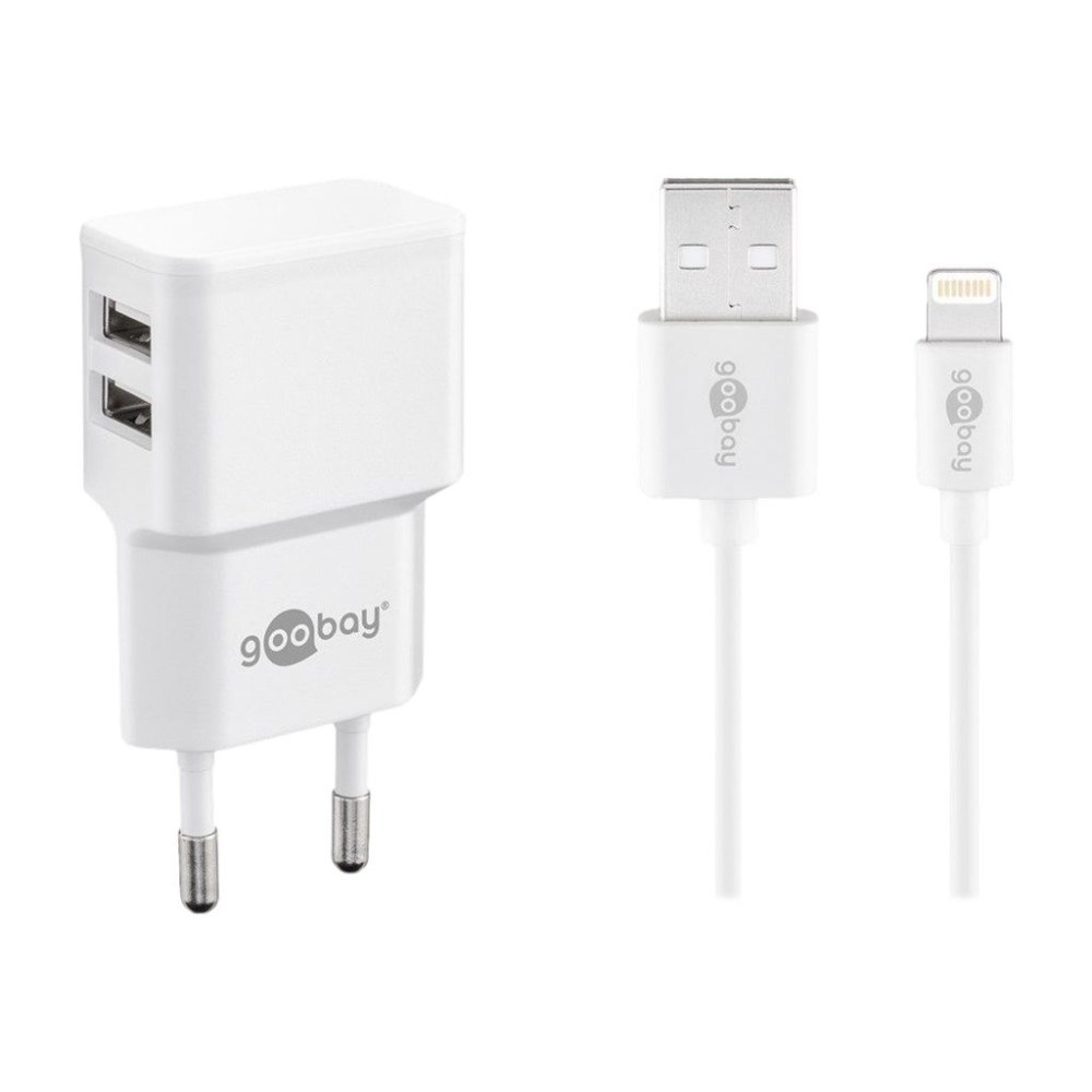 WENTRONIC GMBH goobay Dual Apple Lightning charger set strömadapter - USB - 12 Watt