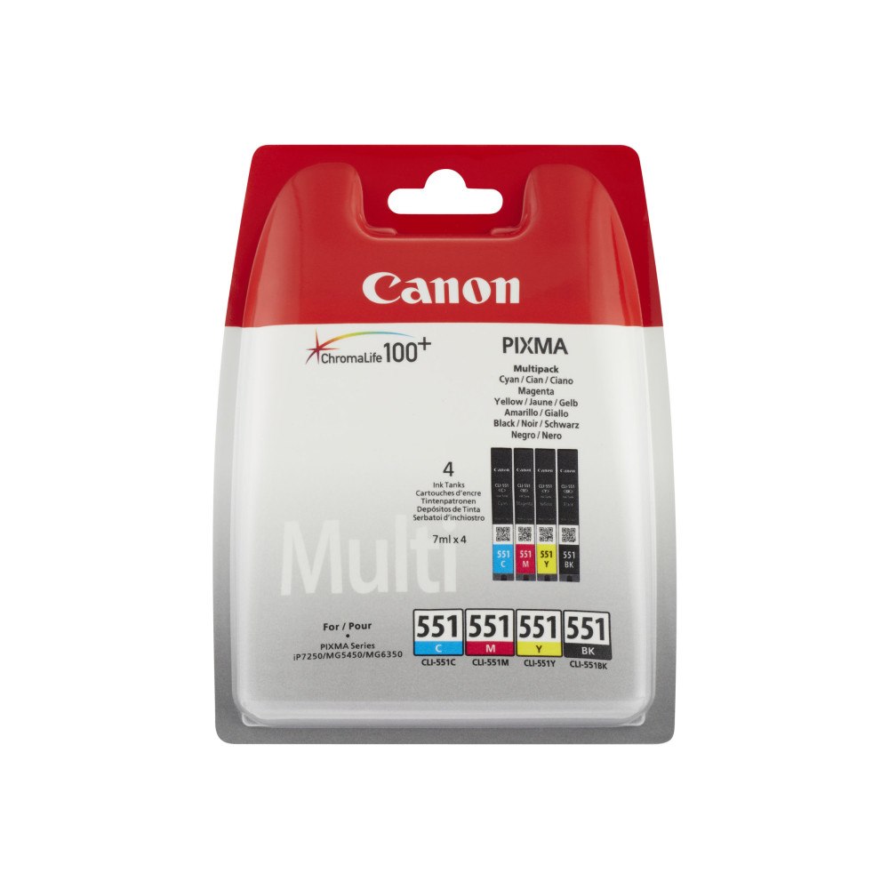 CANON Canon CLI-551 C/M/Y/BK Multipack - 4-pack - svart, gul, cyan, magenta - original - bläcktank