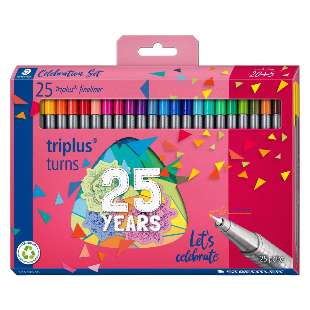 STAEDTLER Fineliner Staedtler® triplus® 0,3 mm med 20+5 stk. ass. farv...