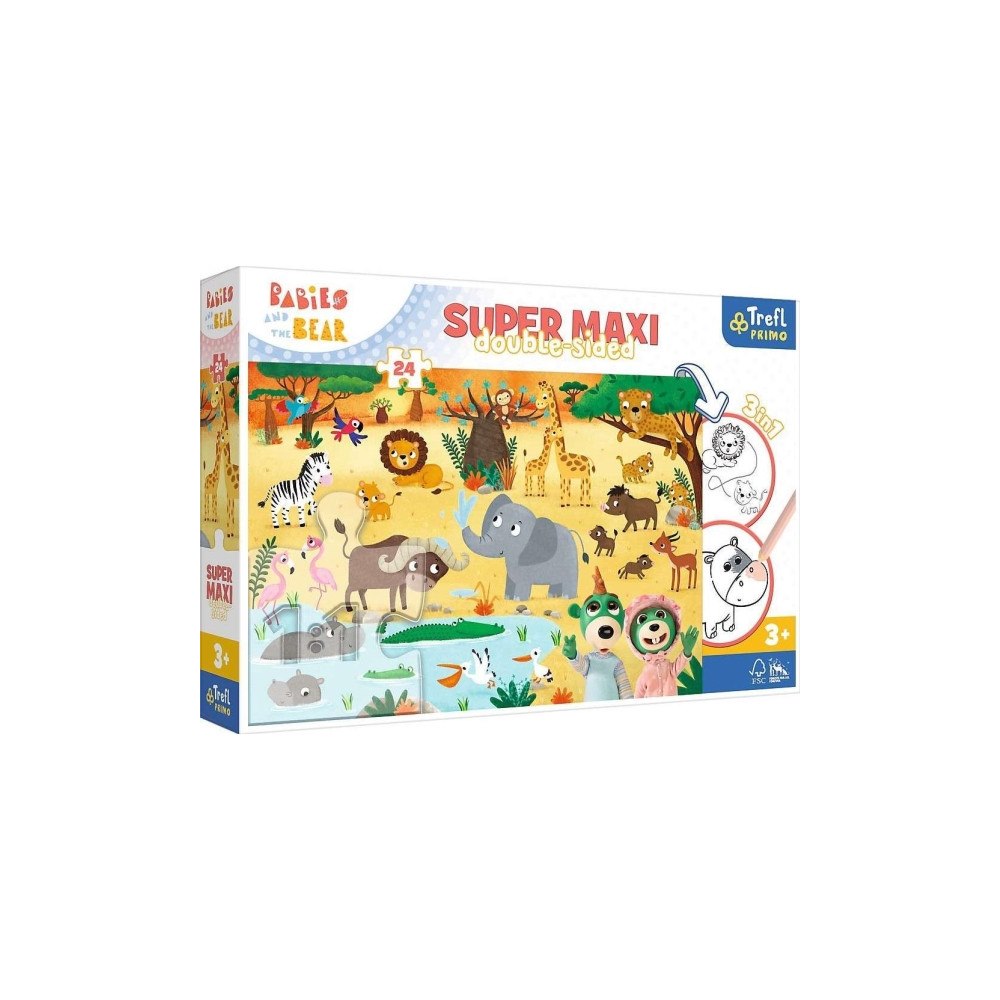 Trefl Double-sided puzzle 24 el SUPER MAXI 3in1 Bobcats on Safari...